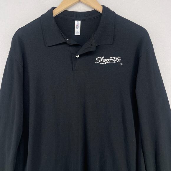 SHOPRITE Shirt L Grocery Supermarket Employee Uniform Long Sleeve Polo Black - Picture 3 of 14